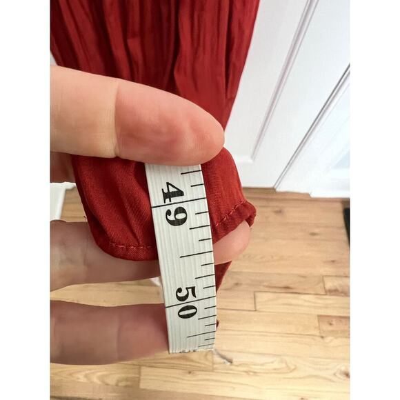 Gap Women's S Red Midi Maxi Dress Pleated Cami Sundress Side Slit Cinch Waist - Picture 13 of 16